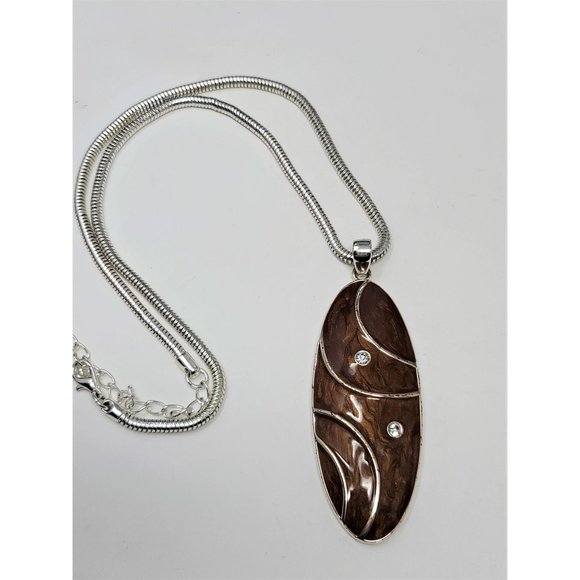 Jewelry - Modern Enameled Pendant Necklace Snake Chain